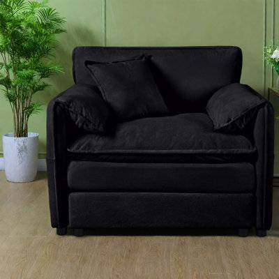 Canapés spacieux en chenille, fauteuil moderne pour le salon, noir