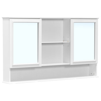 Armoire à pharmacie murale de 60 po avec portes à double miroir, tablettes réglables et rangement ouvert Lyrisse
