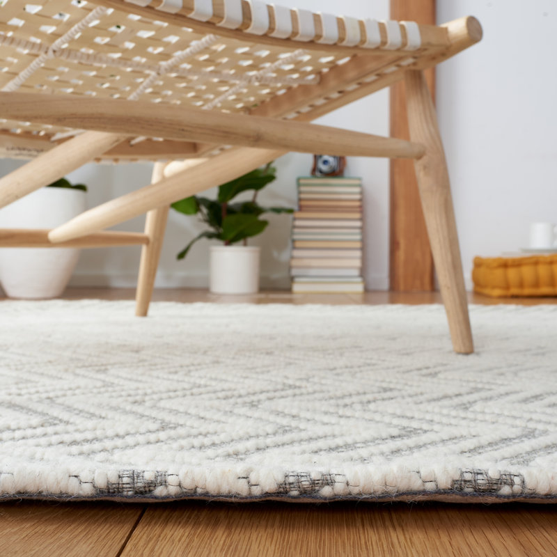 Welty Natura Hand Woven Wool And Cotton With Latex Chevron Rug, Rectangle 3' x 5'