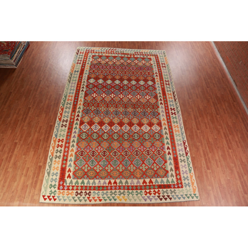 Geometric Wool Kilim Oriental Large Rug 10x16