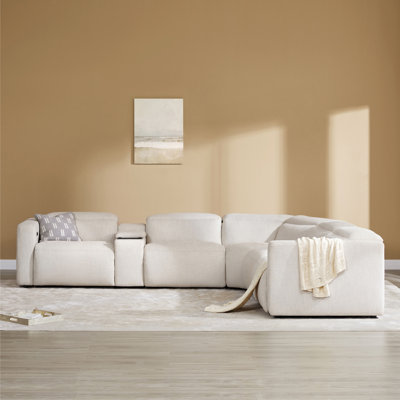 5-Piece Wall-hugger Power Reclining Sectionnal with Console by Hokku Designs