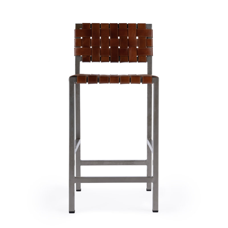 Tabouret de comptoir 24,5 po Bialiy Lilian, Brun / Argenté