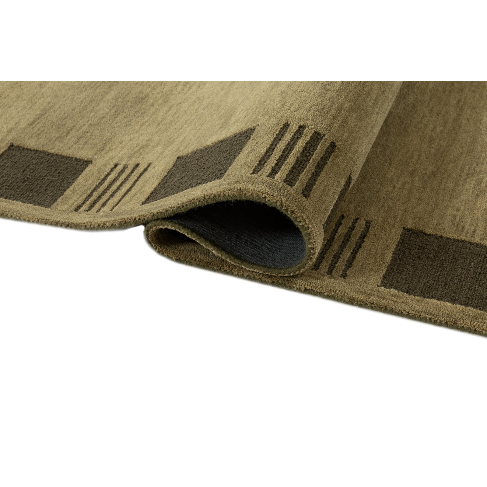 Hand-Tufted Geometric Wool Rug, 2'x3', Green