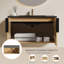 Ensemble de meuble-lavabo mural flottant simple 30 po avec lavabo en céramique intégré noir et armoire à grain de bois à chevrons-480158583-334507403