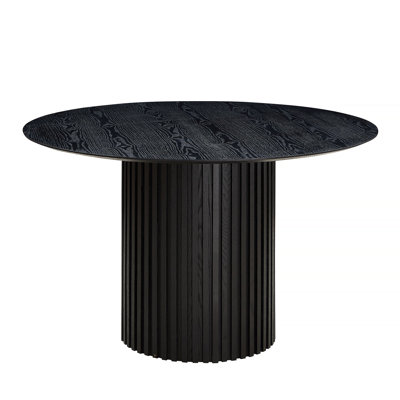 46.45 inch MDF Dining Table for Dining Room Round Dinner Tables Mid-Century Modern Table BLACK