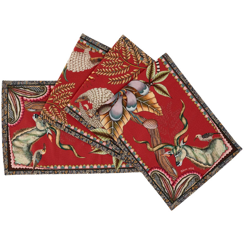 Table Runner - Pangolin Park - Small, Royal Red, 94'' L x 16'' W