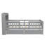 Lit plateforme en bois avec lumière DEL, tête de lit, garde-corps et 2 tiroirs, gris-409656971