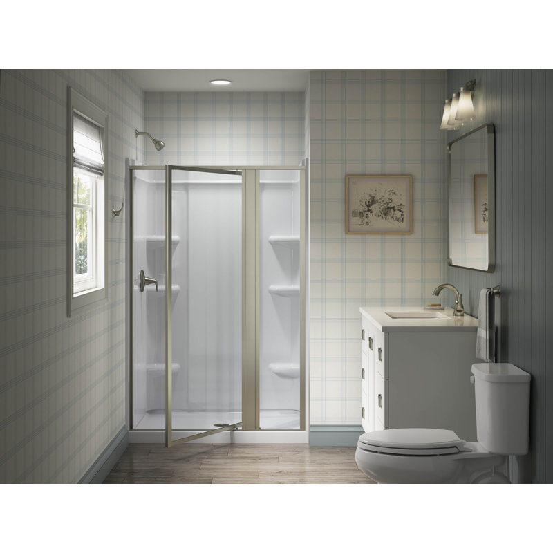 Attend 69" H Pivot Shower Door With 1/8"-Thick Glass, Nickel