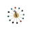 Horloge murale Mid-Century moderne - boules en bois colorées et cadre en métal - à piles
