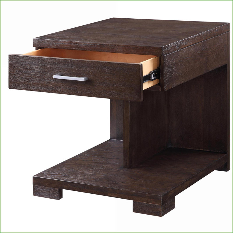 Table basse en noyer à 1 tiroir pour le salon, robuste avec rangement spacieux
