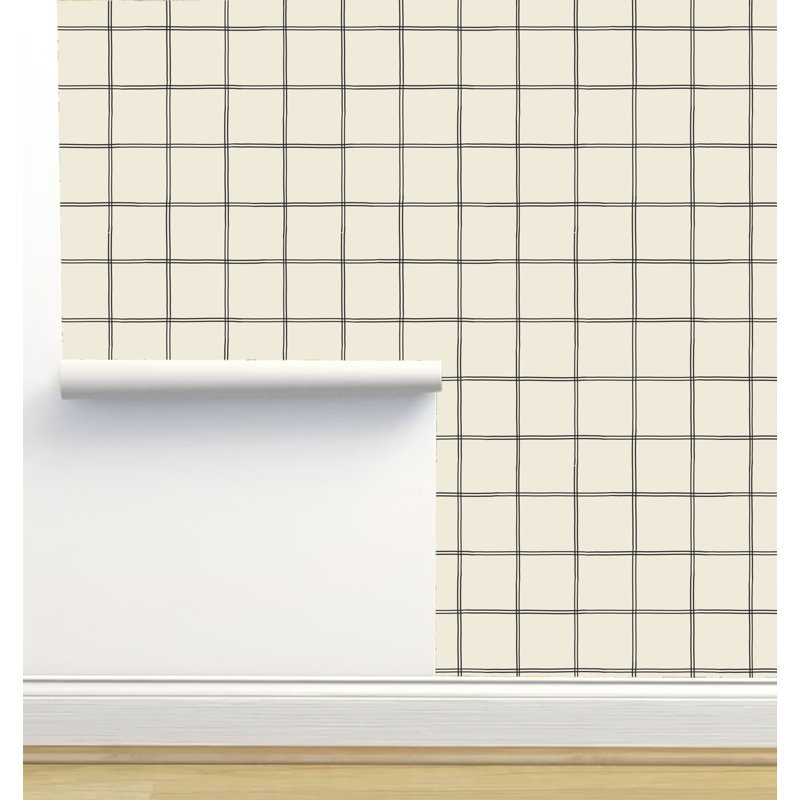 Rouleau de papier peint auto-adhésif texturé L 12 pi x l 2 po Erin Kendal Designs, Grille gris anthracite