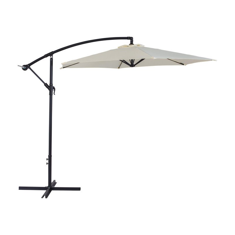 Parasol en porte-à-faux hexagonal de 116 po, Blanc chaud