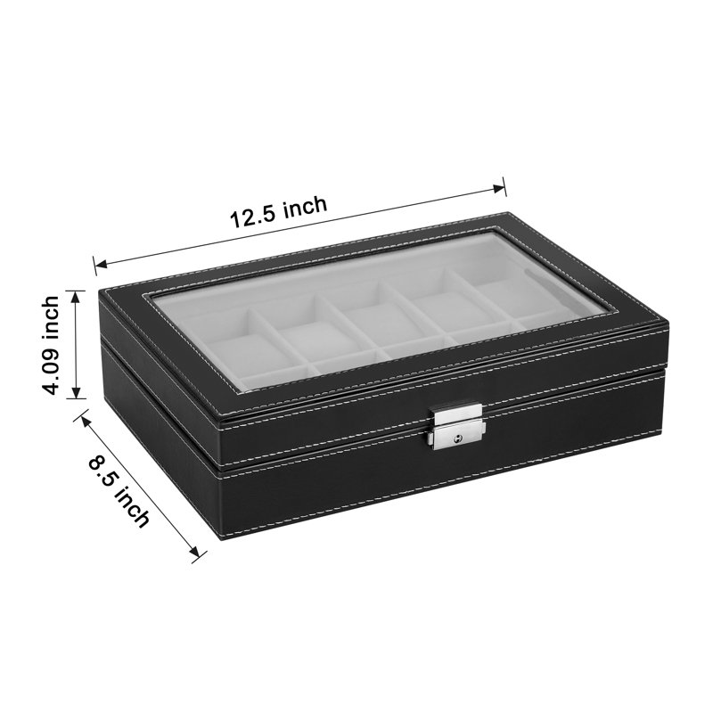 Faux Leather Decorative Box, Black