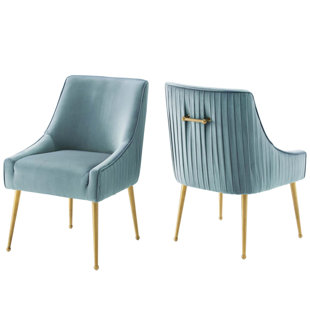 Discern Pleated Back Upholstered Performance Velvet Dining Chair Set by Modway (Set of 2)