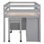 Lit mezzanine simple gris avec bureau portable et tablettes supplémentaires avec rangement, finition, structure en bois massif-1142042751-1142042750