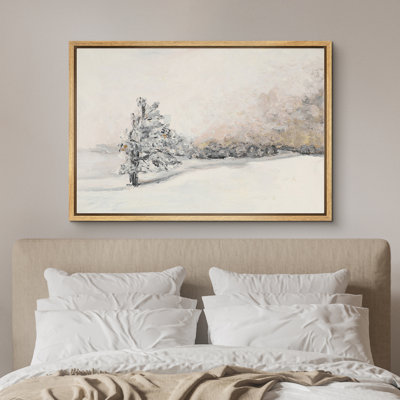 «Winter Wind Flowing The Tree Forest Landscape Snow Rustic», reproduction d'art sur toile encadrée