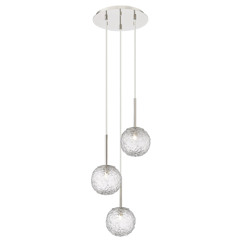 Barrington - Mini-luminaire suspendu à 3 lumières de 12 po - Ampoule non incluse - , Nickel poli