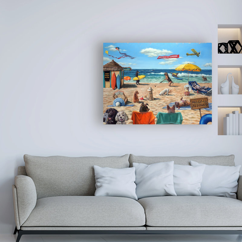 Reproduction d’art sur toile tendue « Dog Beach » par Lucia Heffernan, H 24 po x l 32 po x P 2 po