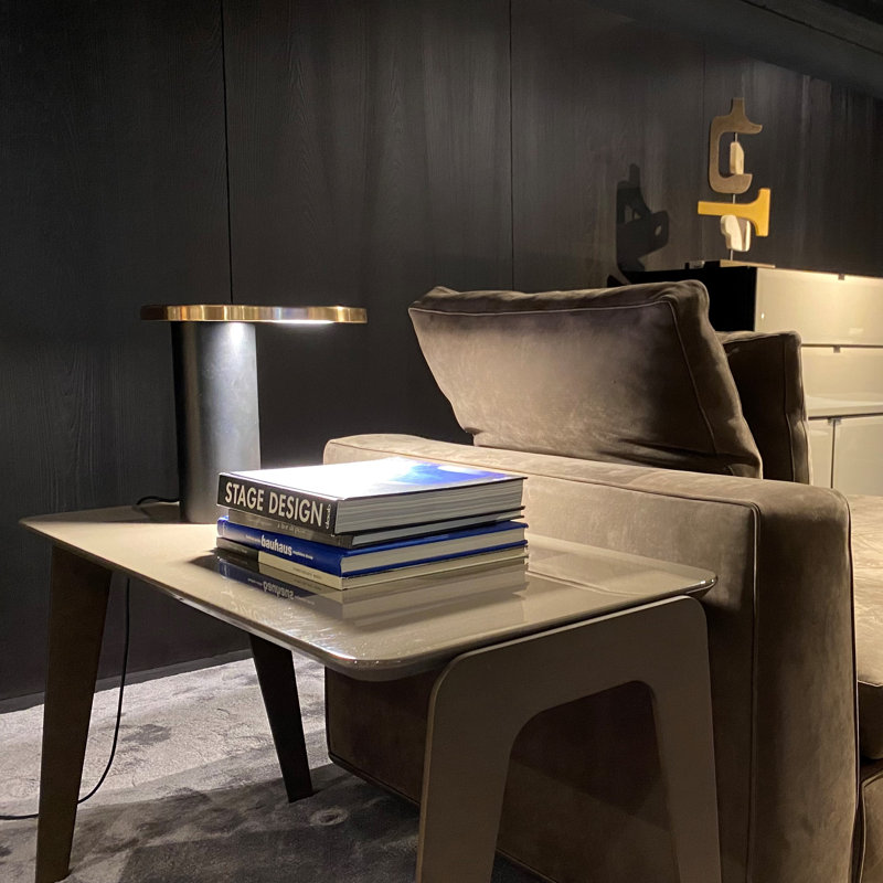 Cylinda LED Table Lamp, Matt Black/Satin Gold
