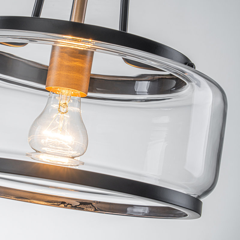 Le luminaire suspendu en verre à 1 lumière Akima se transforme en plafonnier semi-encastré.
