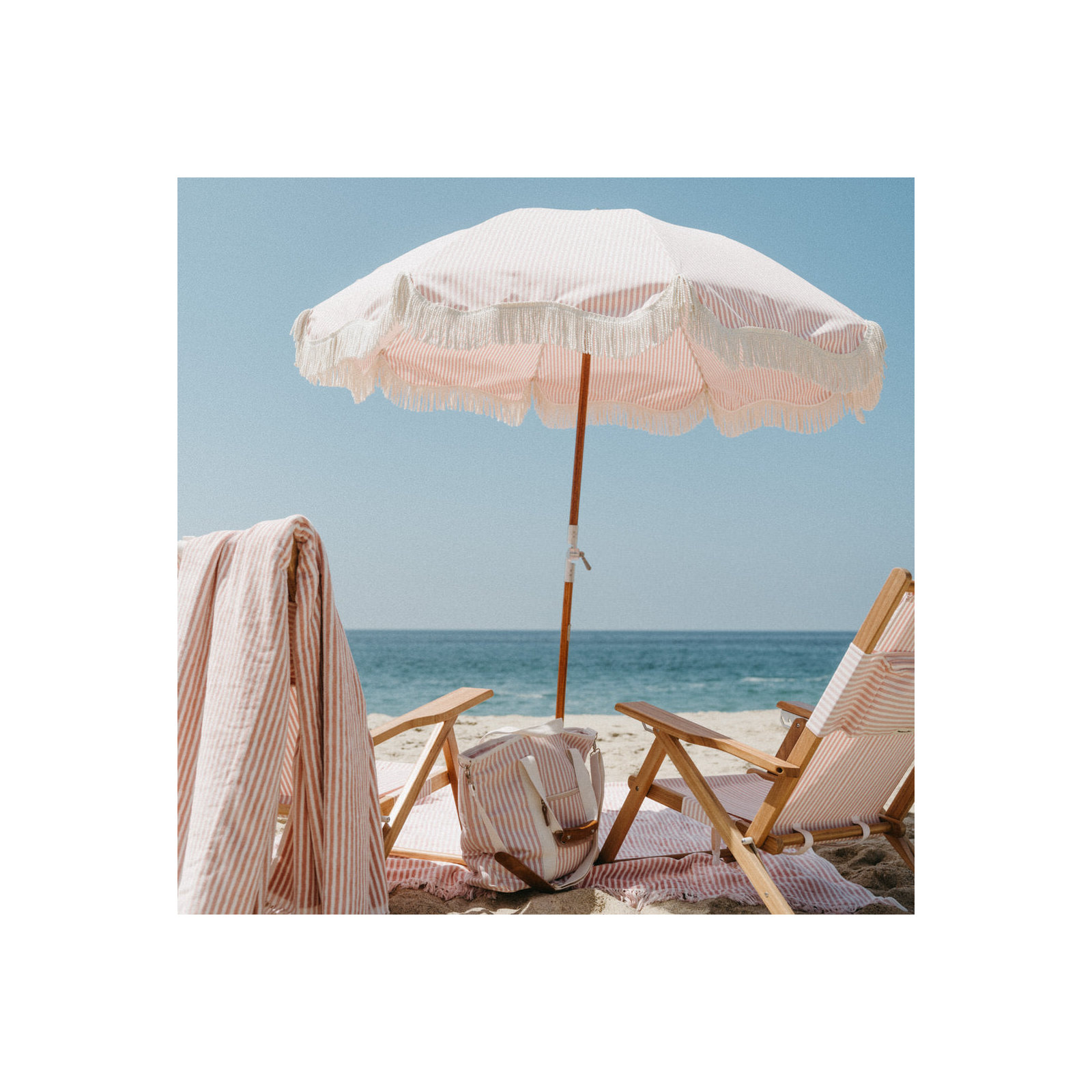 2022/2023 72'' Striped Outdoor Beach Umbrella, Pink