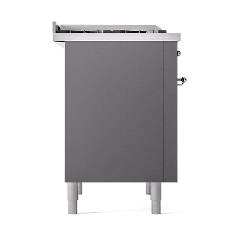 ILVE Nostalgie II Noblesse 36 in Dual Fuel Range, Liquid Propane, Graphite Matte/Chrome