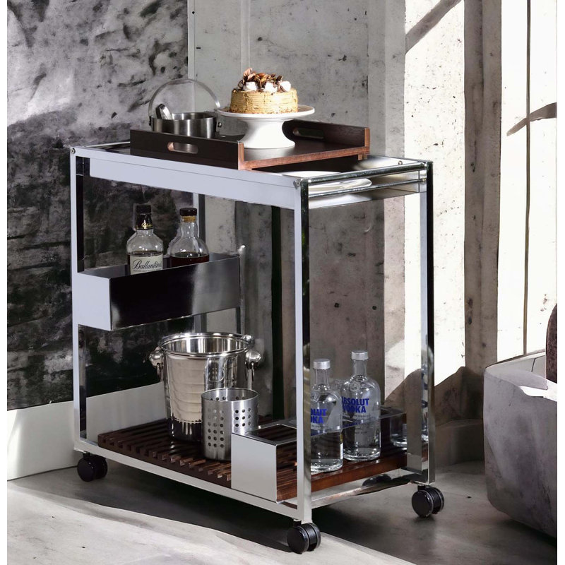 Lisses Chrome Finish Serving Cart