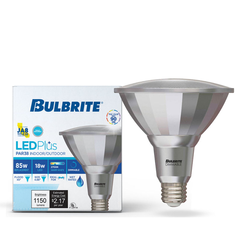 18 Watt (85 Watt Equivalent), PAR38 LED, Dimmable Light Bulb, E26/Medium (Standard) Base, 2700