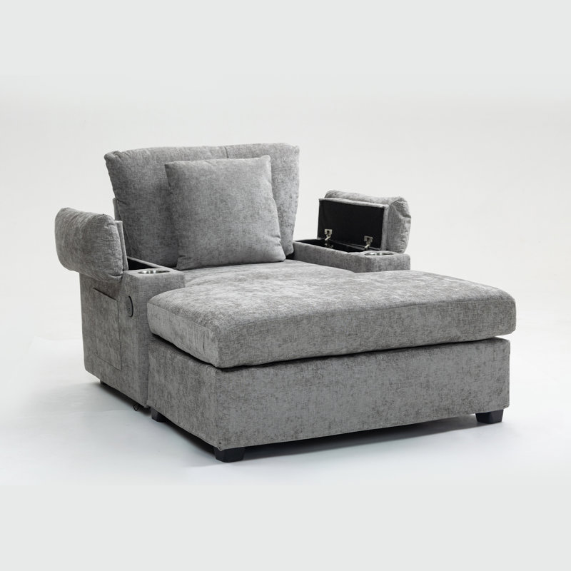 Chaise moderne surdimensionnée avec repose-pieds, Gris