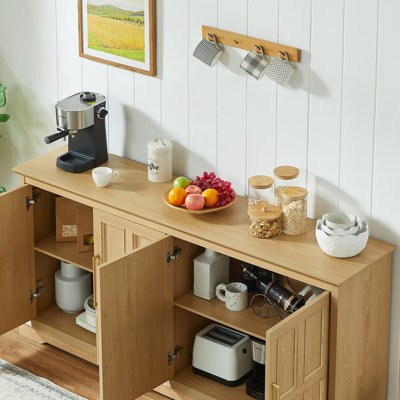 Buffet de 67 pouces avec portes à panneaux surélevés de style campagnard