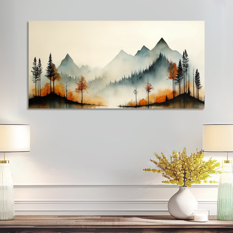 «Black Orange Wesley IV», reproduction d'art sur toile sereine noire, H 20 po x l 40 po, Toile tendue