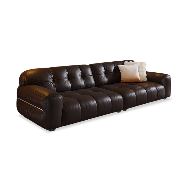  Coussin modulaire en cuir véritable, H 33,86 po x l 102,36 po x P 37,4 po, Café foncé