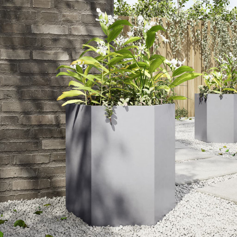 Alivya Metal Elevated Planter, 17.72" H x 18.11" W x 15.75" D, Gray