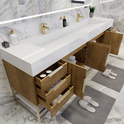 Glasgow 84'' Double Bathroom Vanity with Acrylic Top