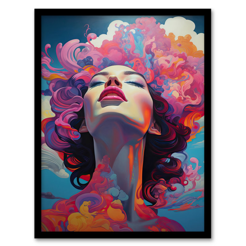 Portrait Of Sun Worship Woman Purple Clouds Hair - Single Picture Frame Print