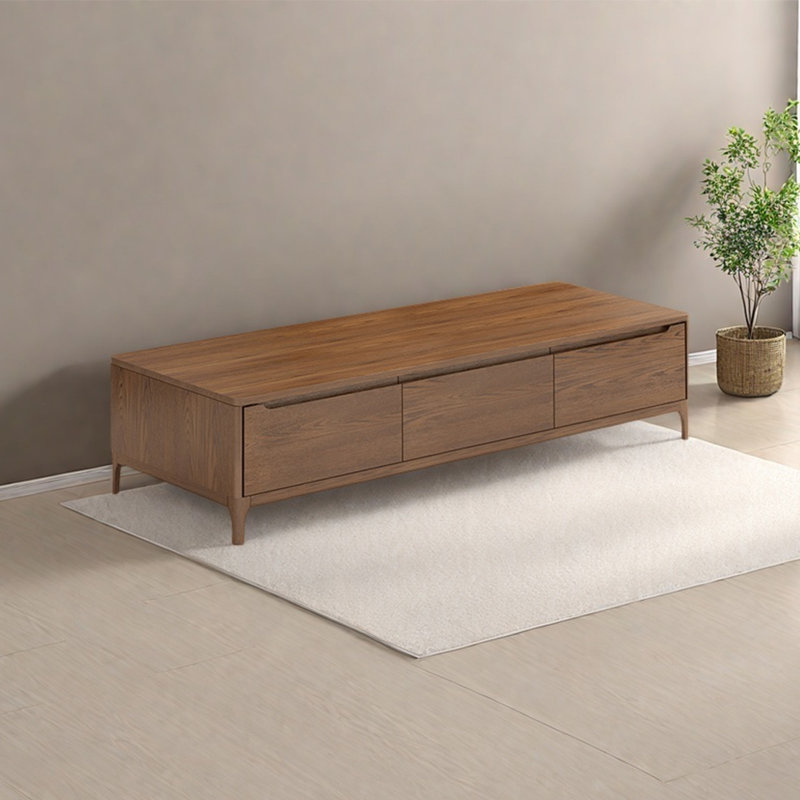 Table basse rectangulaire en bois massif avec rangement, H 17,3 po x L 59,1 po x l 27,6 po
