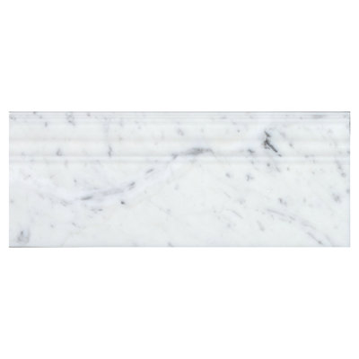 Bianco Carrara 5" x 12" Polished Marble Baseboard Tile Trim in Gray