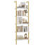 Bibliothèque étagère à 5 niveaux H 72,6 po x l 23,6 po Cayden-James, étagère de bibliothèque blanche et dorée-234928942-177244438