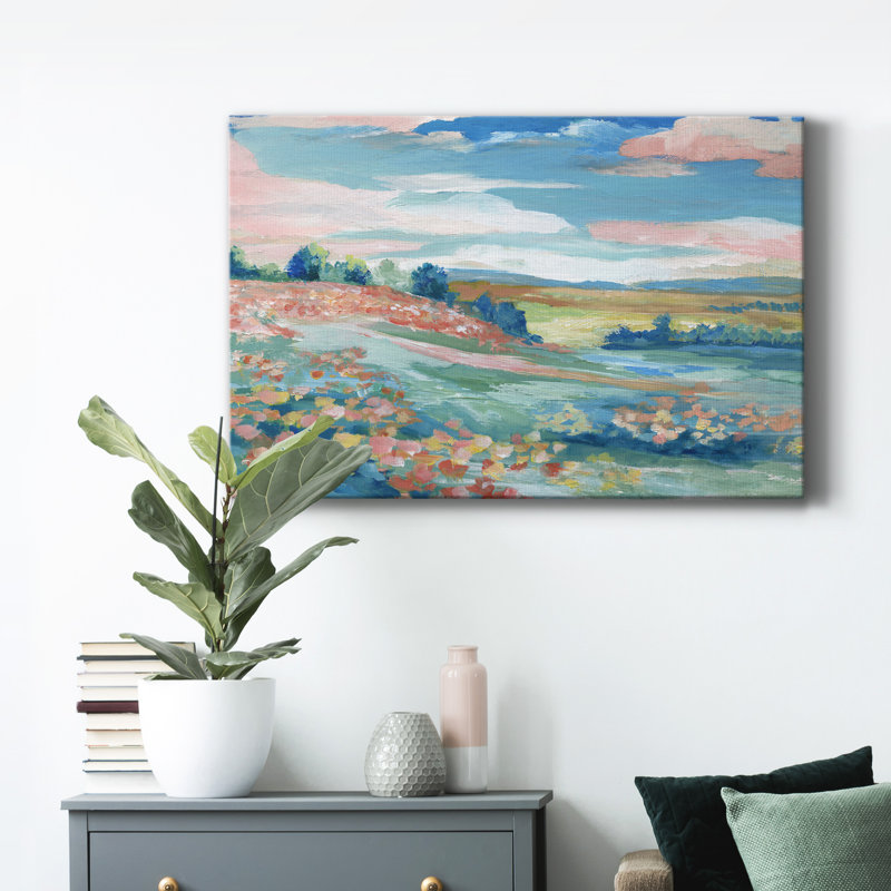 Vue pastorale - peinture sur toile tendue, H 60 po x l 40 po x P 1 po