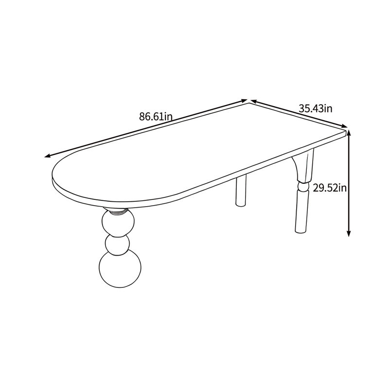 Table de salle à manger unique en bois massif de style médiéval, H 29,52 po x L 86,61 po x l 35,43 po