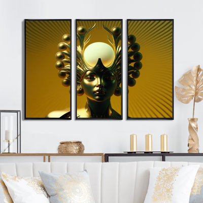 Golden Consciousness Rising II - 3 pièces sur toile