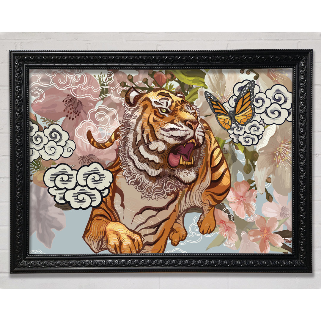 The Tiger Floral - Einzelner Bilderrahmen Kunstdrucke