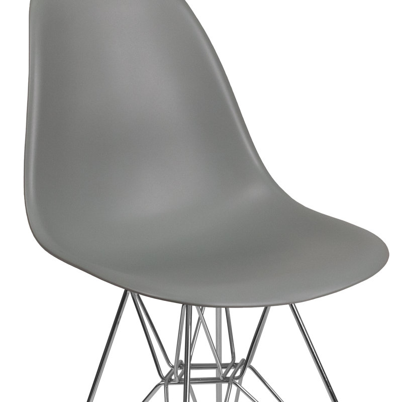 Chaise en plastique Daker avec base chromée, Gris