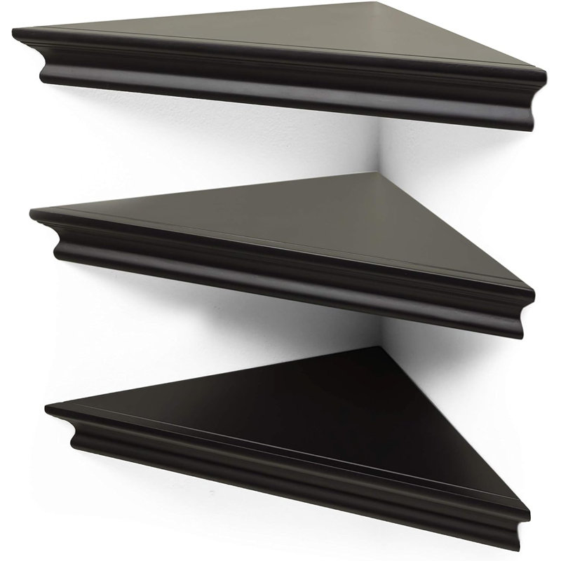 Modern Triangle Floating Shelves Set, Rustic Farmhouse Corner Wall Mounted Shelves For Home And Office Decor