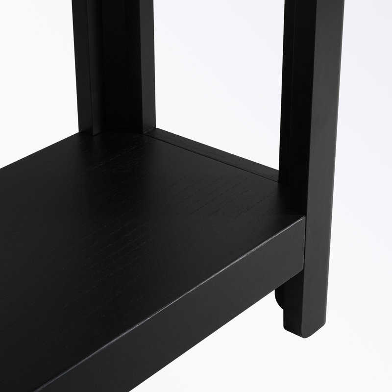 Console industrielle en bois avec tablette ouverte Brodie, Noir, Noir