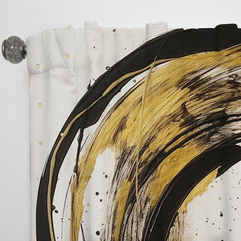 Noir et or «The Art Of Chaos IV» - Rideau en velours abstrait - 1 panneau, L 52 po x L 95 po