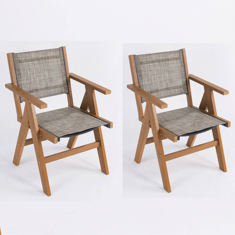 Chaise de salle à manger d'extérieur 2 pièces parfaite pour les repas de patio et les brunchs de jardin, Teak