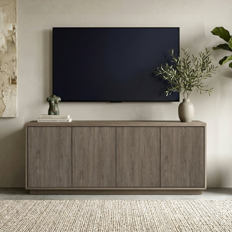  Hanson Rectangular Fluted TV Stand for TV's up to 65" in Antiqued Gray Oak