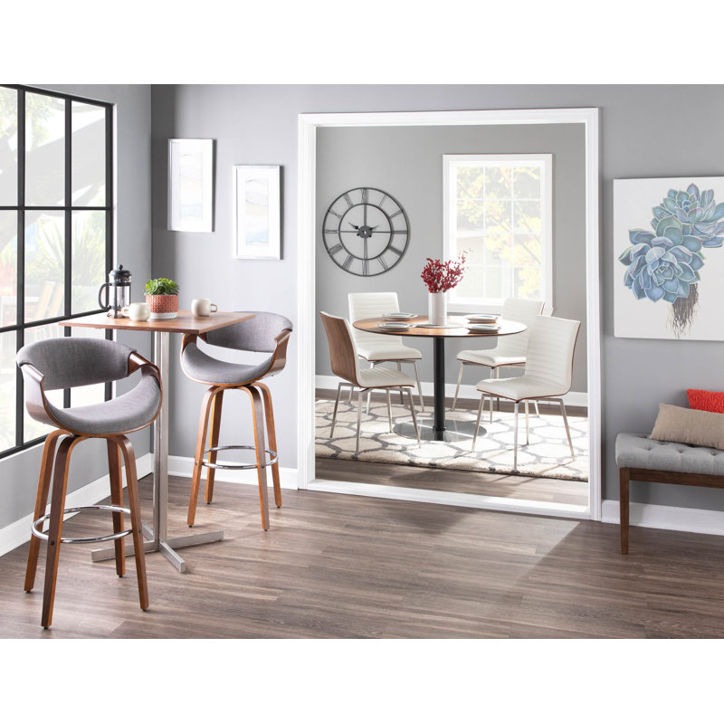 Archaimbaud Swivel Upholstered Counter Stool, Bar Stool (30" Seat Height), Gray