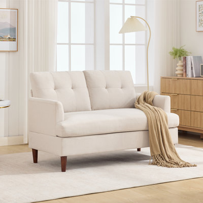 Tufted Linen Upholstered Square Arm  Loveseat